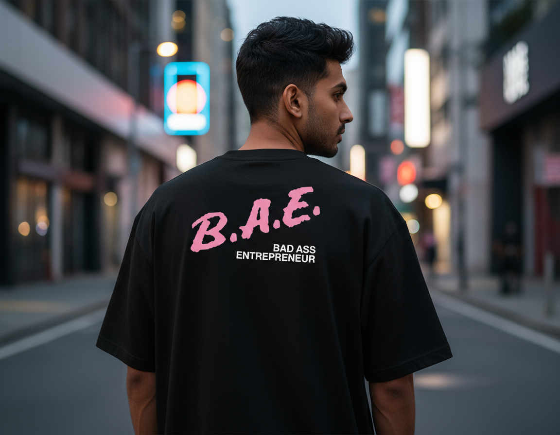 B.A.E. Oversized Black T-Shirt – Bad Ass Entrepreneur Edition