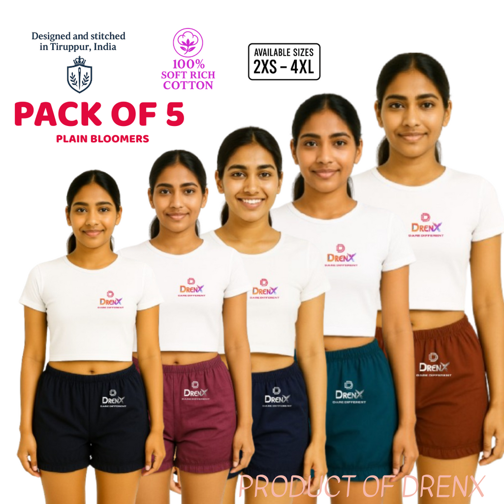 Women Plain Cotton Bloomer Pack of 5