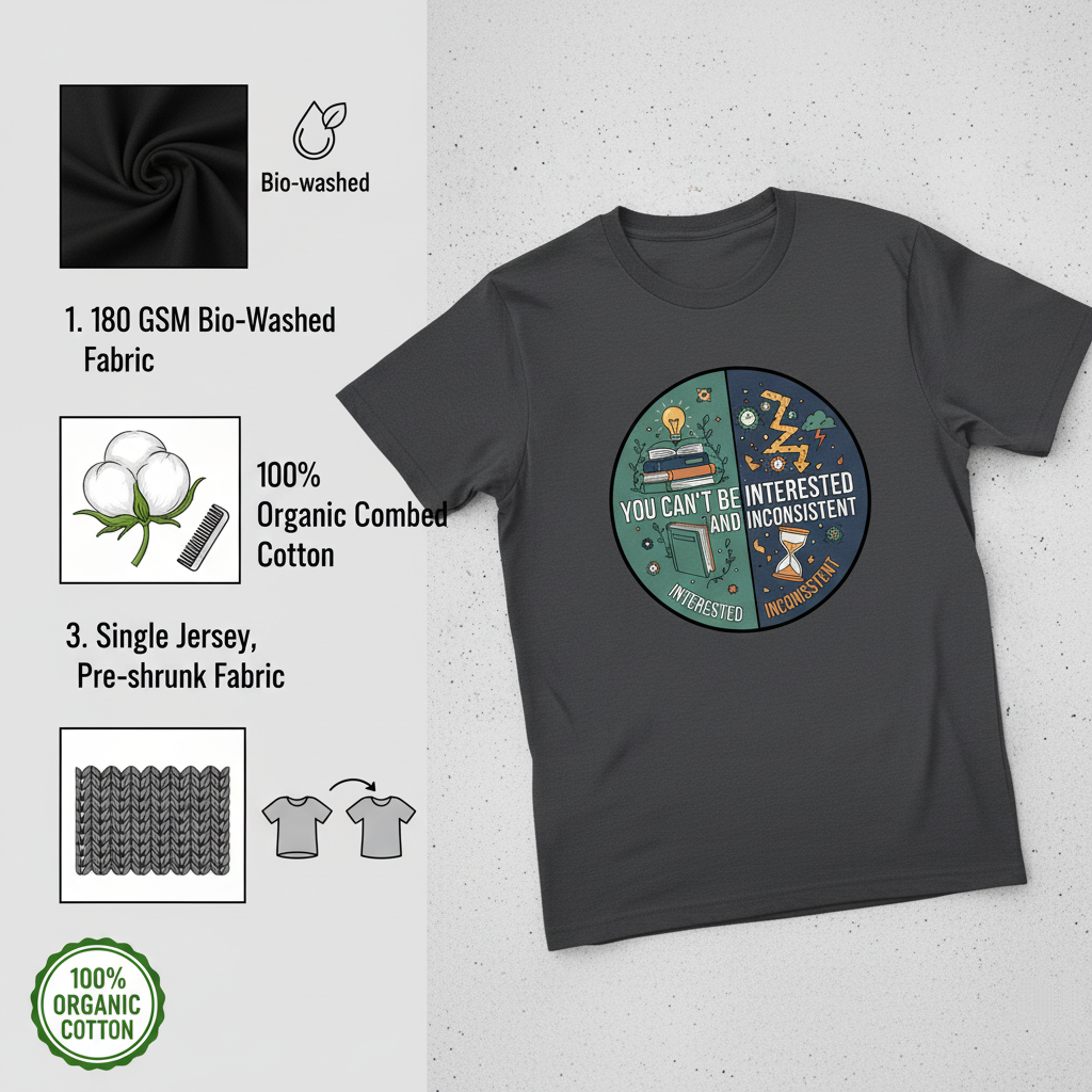 Stay Consistent, Stay Inspired: Premium Organic Cotton Half Sleeve T-Shirt | Bio-Washed | 180 GSM