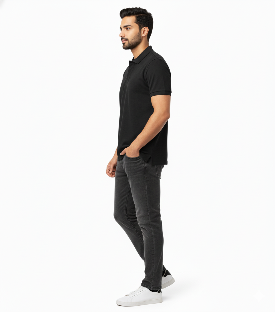 Men's Classic Black Polo Shirt - Premium Cotton | Effortless Style & Comfort