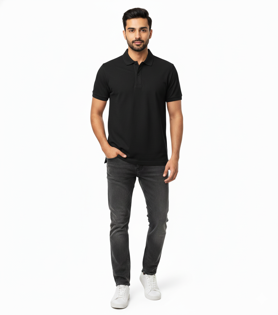 Men's Classic Black Polo Shirt - Premium Cotton | Effortless Style & Comfort