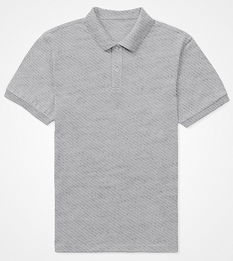 Men's Light Grey Textured Polo Shirt - Subtle Pattern | Breathable Comfort