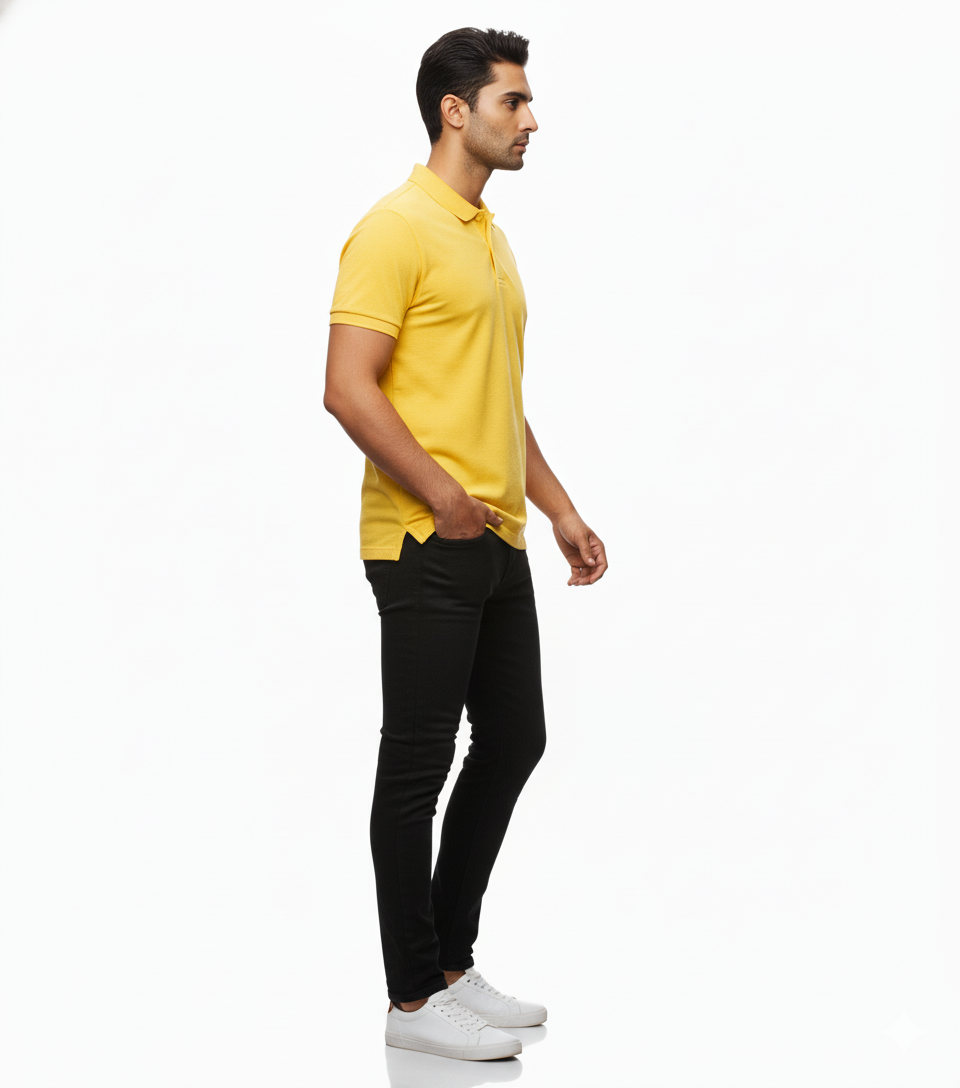 Men's Vibrant Yellow Polo Shirt - Bright & Bold | Premium Cotton Polo