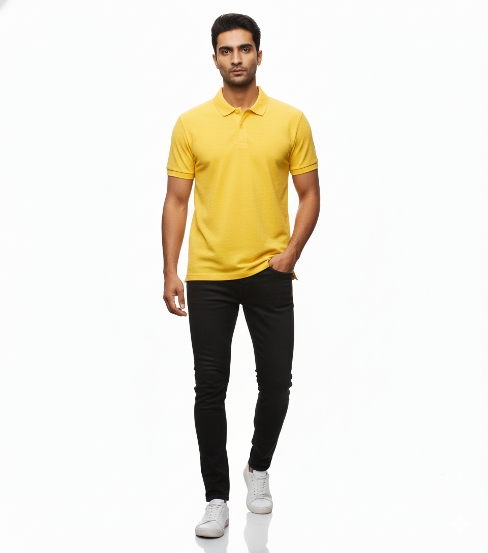 Men's Vibrant Yellow Polo Shirt - Bright & Bold | Premium Cotton Polo