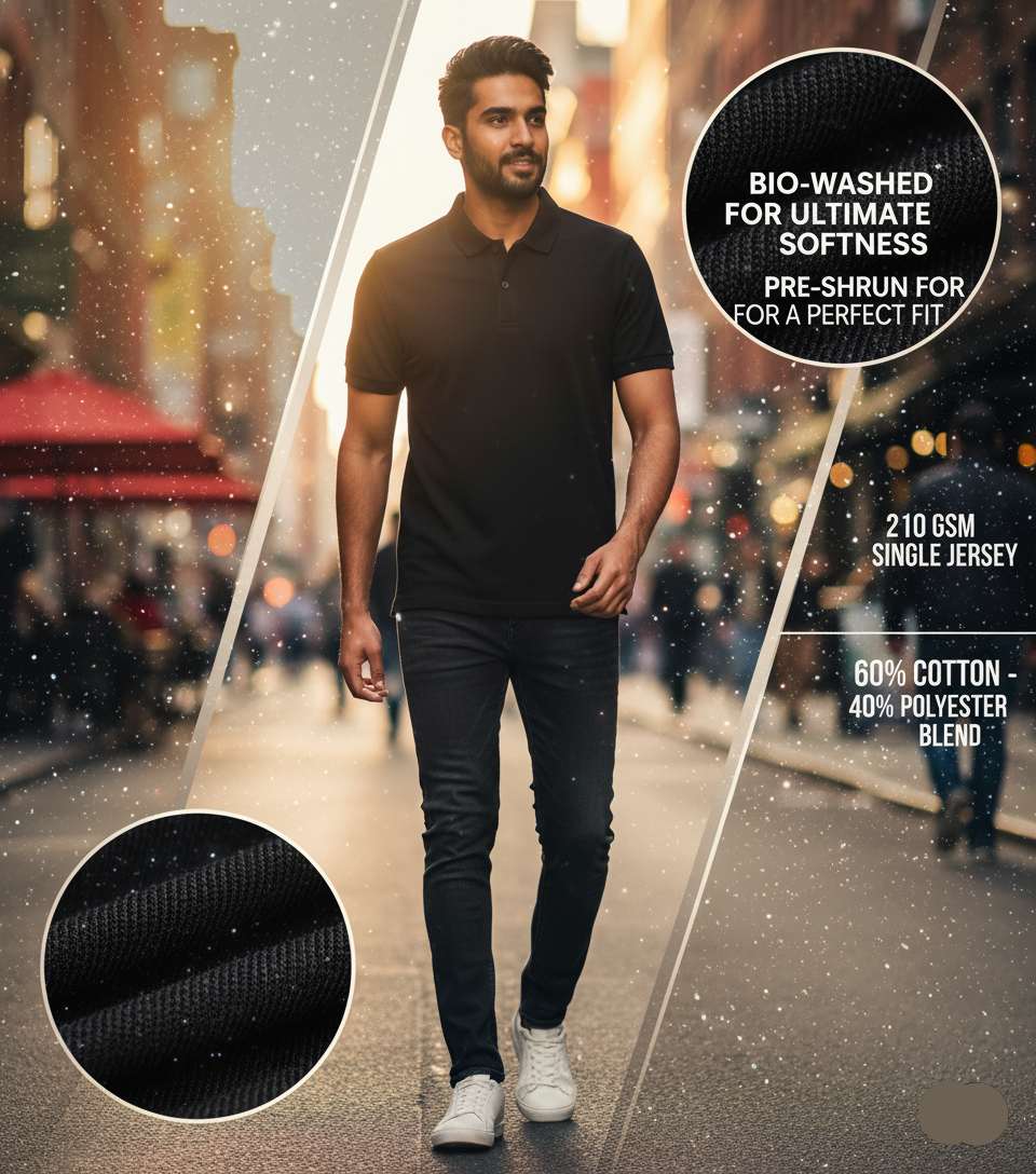 Men's Classic Black Polo Shirt - Premium Cotton | Effortless Style & Comfort