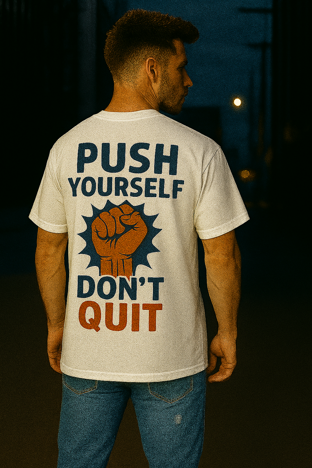 Men's "Push Yourself" Oversized Graphic Tee for Gym & Streetwear