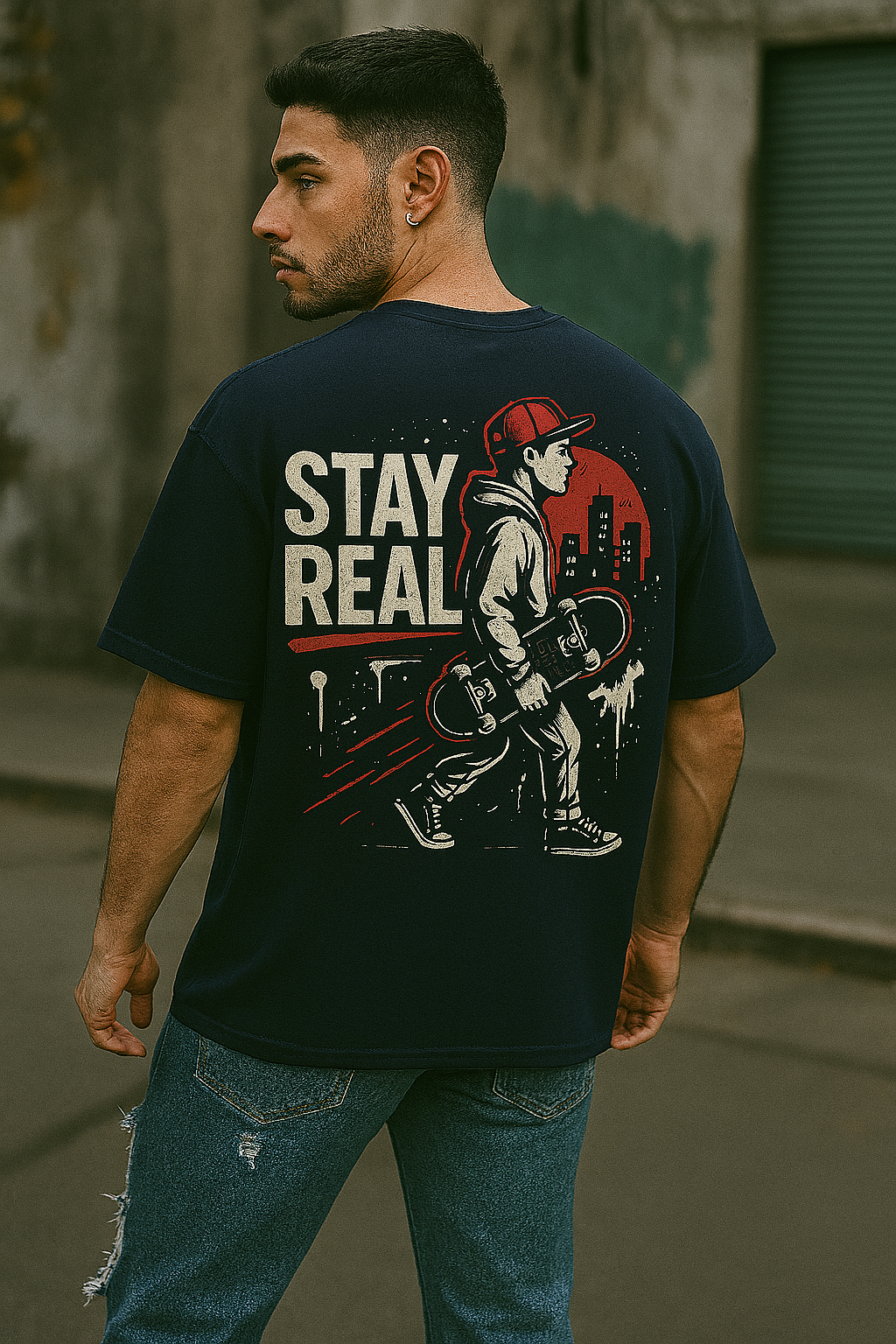 Stay Real Oversized T-Shirt for Men – 100% Organic Cotton | Streetwear Graphic Tee