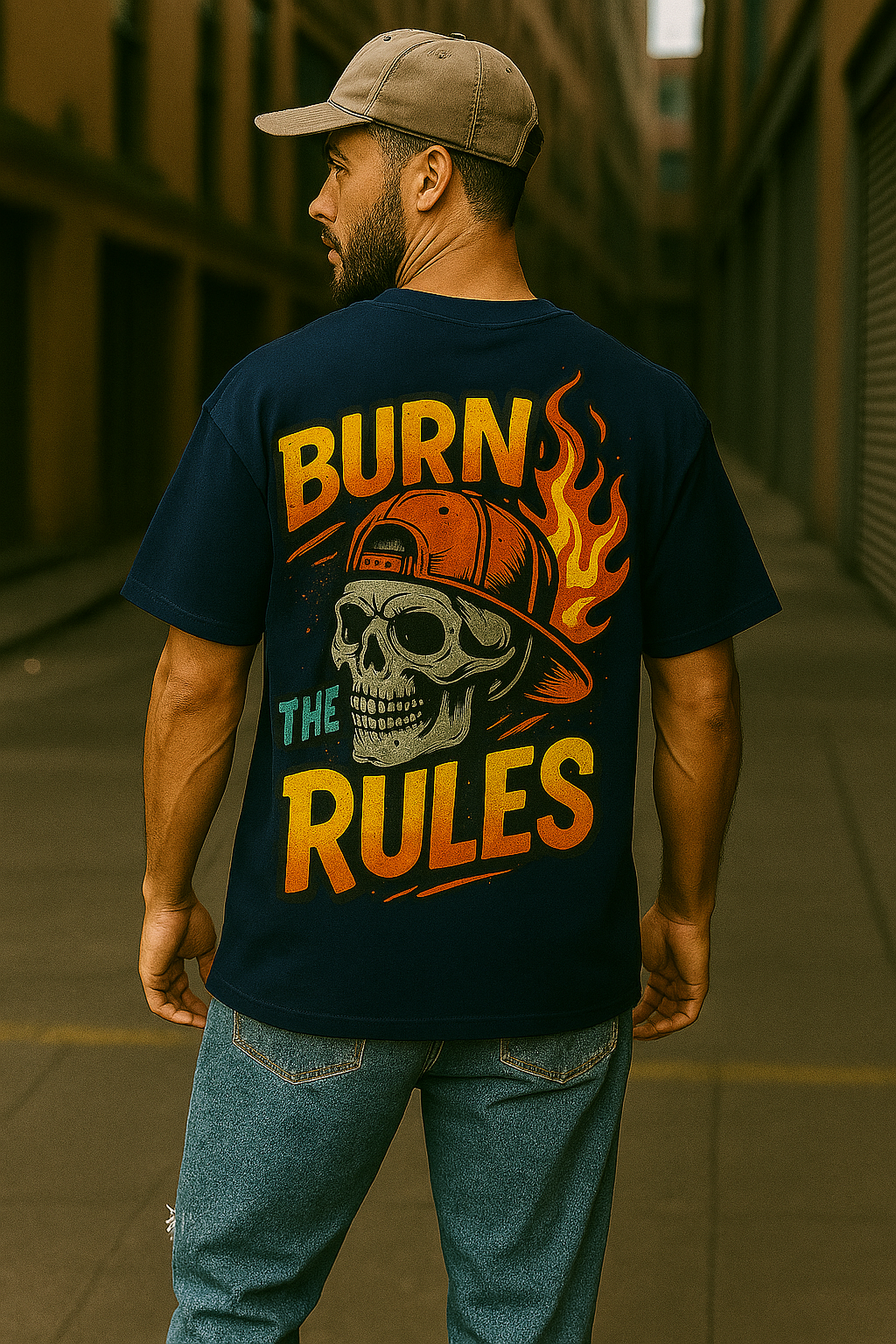 Burn The Rules Oversized T-Shirt for Men – Graphic Streetwear | 100% Organic Cotton