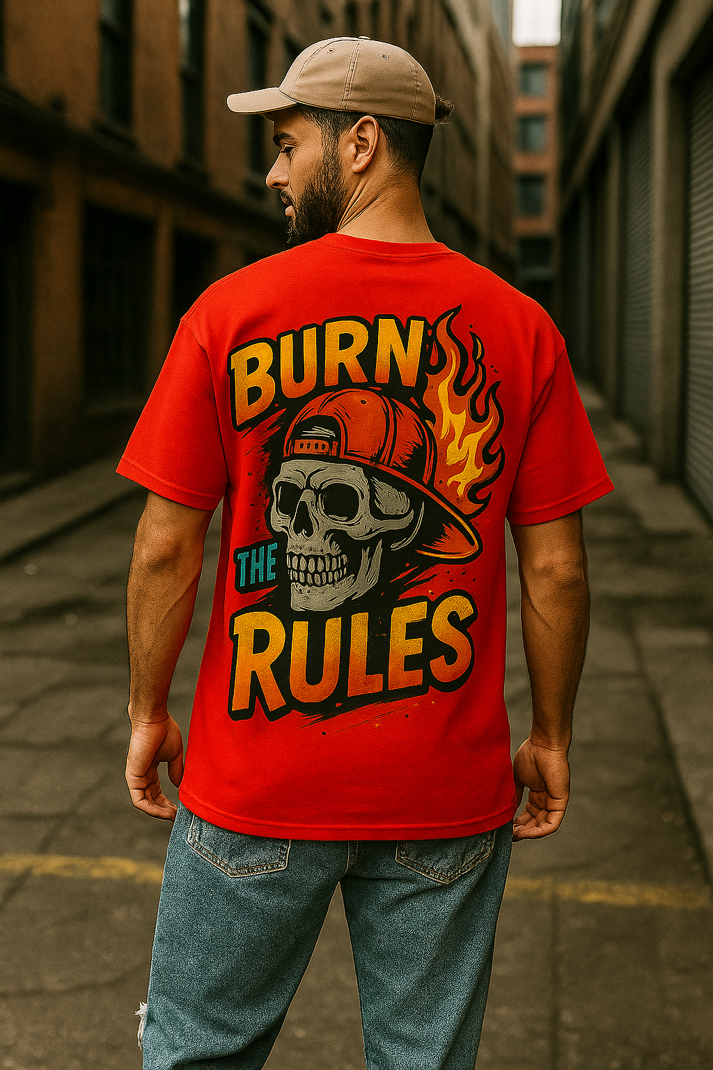 Burn The Rules Oversized T-Shirt for Men – Graphic Streetwear | 100% Organic Cotton