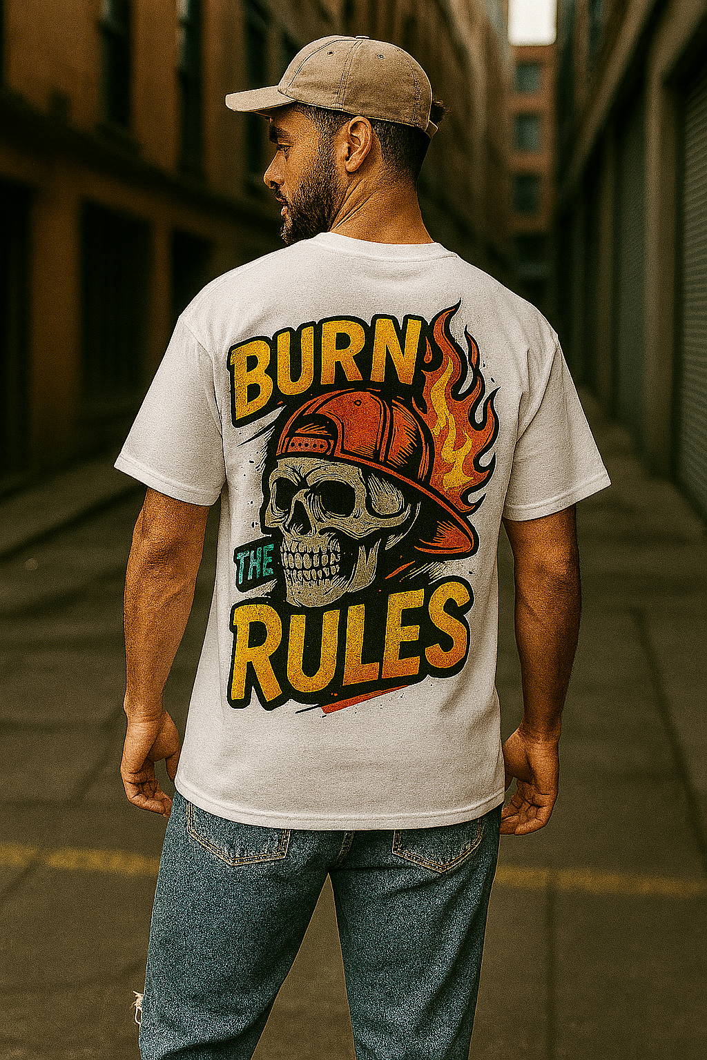 Burn The Rules Oversized T-Shirt for Men – Graphic Streetwear | 100% Organic Cotton