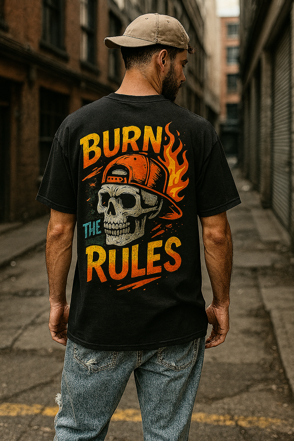 Burn The Rules Oversized T-Shirt for Men – Graphic Streetwear | 100% Organic Cotton