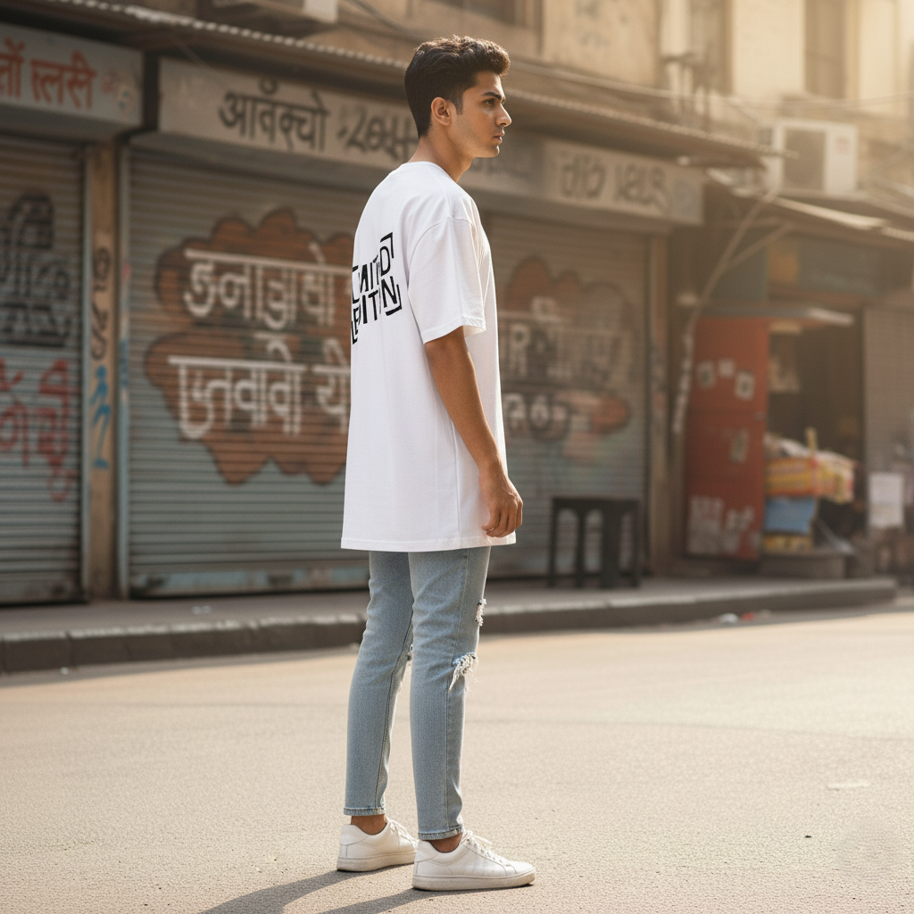 "LIMITED EDITION" Back Print White Oversized T-Shirt for Men