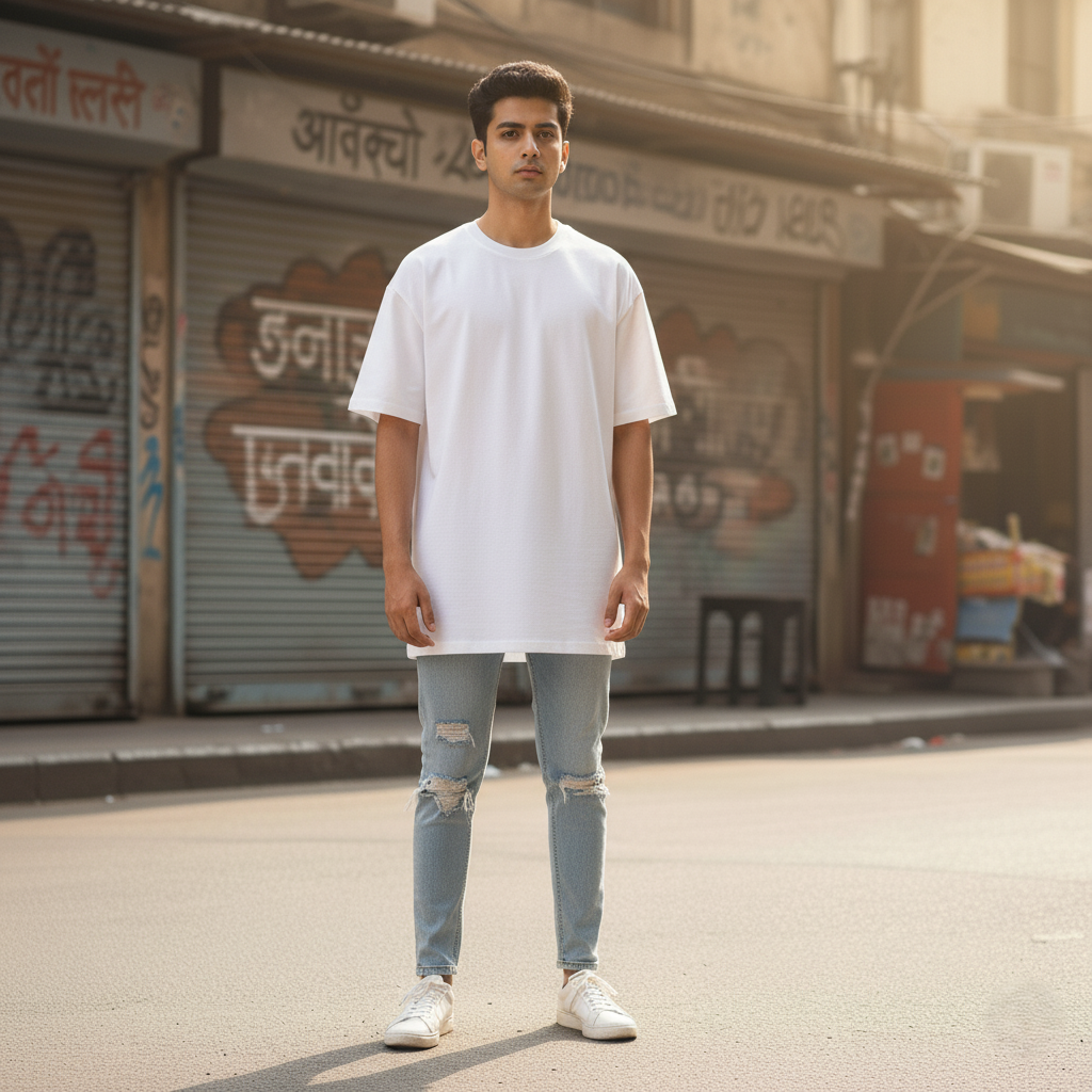 "LIMITED EDITION" Back Print White Oversized T-Shirt for Men