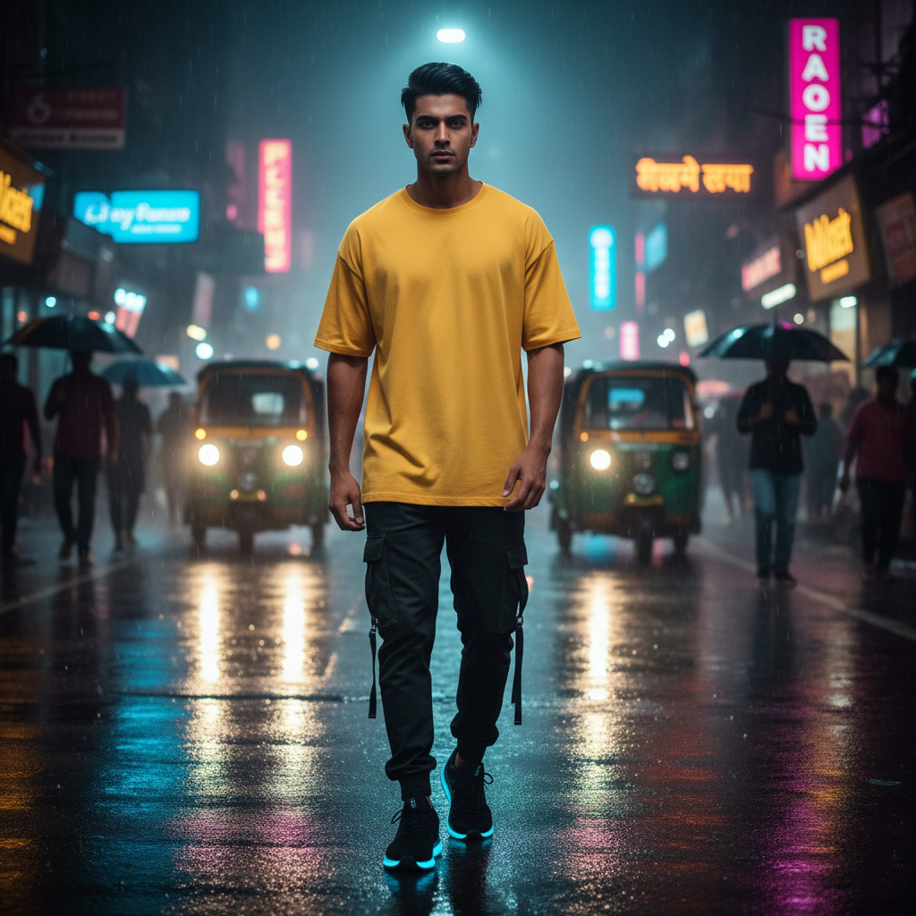 Galactic Rave Oversized Yellow T-Shirt - Cosmic Vibe Streetwear Tee