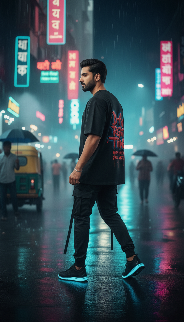 Do The Right Thing Oversized Black T-Shirt - Moral Back Print