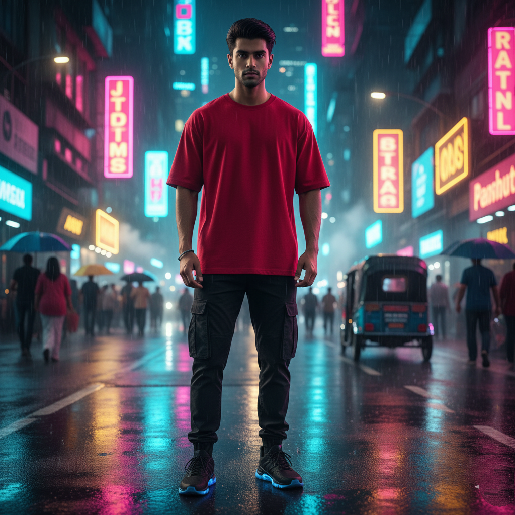 Vandalized Renaissance Red Oversized T-Shirt - Street Art Bust Graphic Tee