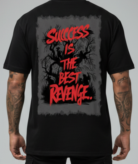 Success is the Best Revenge" Oversized Black T-Shirt - Motivational Grunge Tee