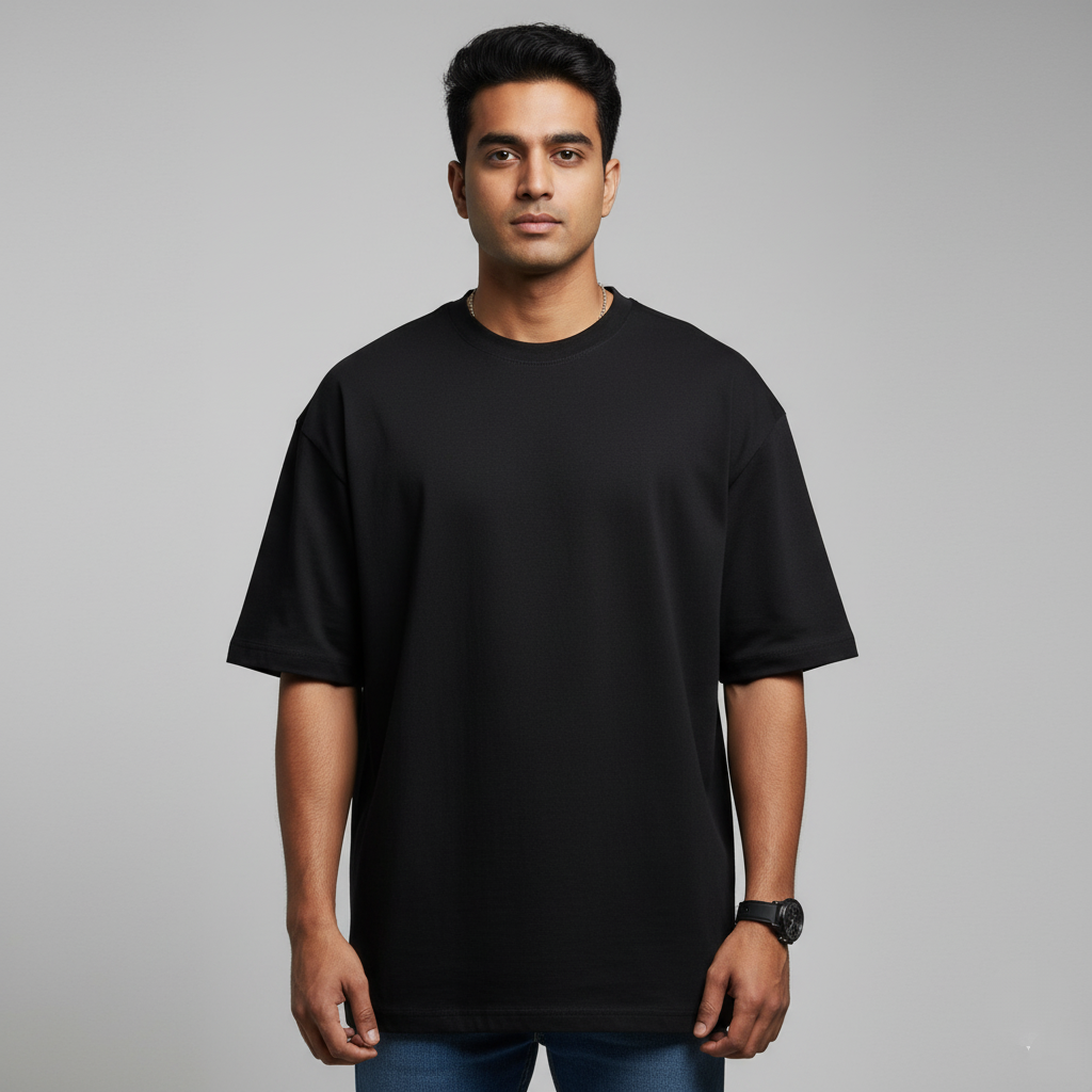 Oversized Black T-shirt – "Hustle Now, Celebrate Later" Motivational Back Print