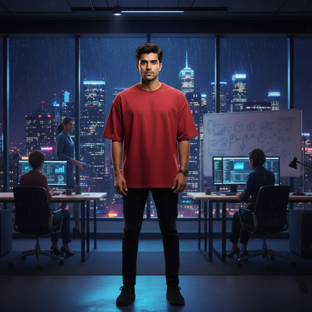 "RISE ABOVE LIMITS" Oversized Red T-Shirt