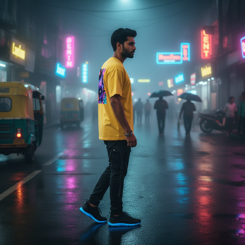 Galactic Rave Oversized Yellow T-Shirt - Cosmic Vibe Streetwear Tee