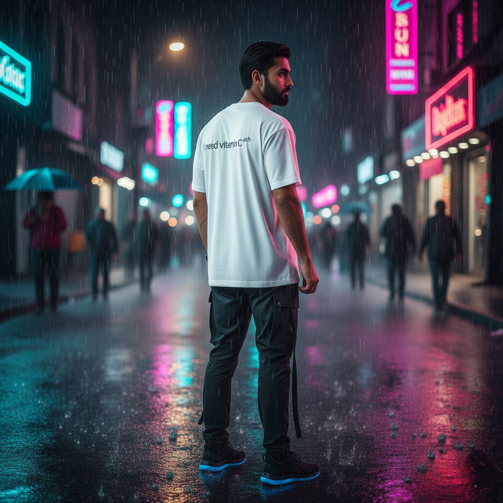 "I Need Vitamin Cash" Oversized White T-Shirt - Humorous Money Motivation Tee